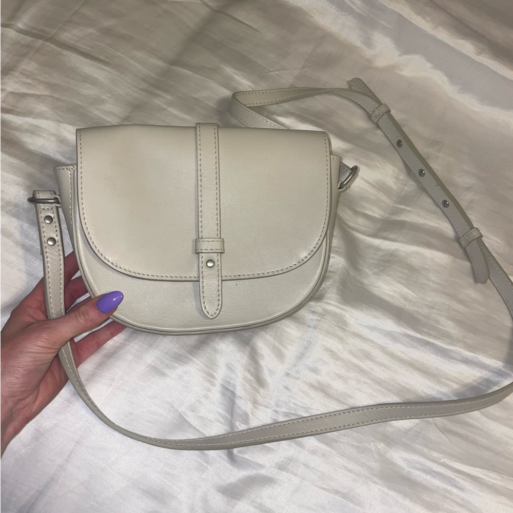 American Eagle Outfitters Small Cream Crossbody Saddle Bag